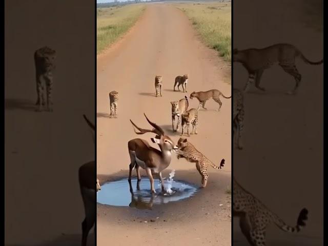 The deer drink water and leopard try to play with deer #youtube shorts#viralvideo #animals #shorts#