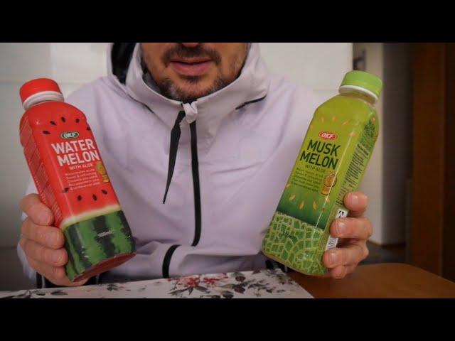 ASMR Drinking Sounds – OKF Aloe Drinks – Water melon and musk melon