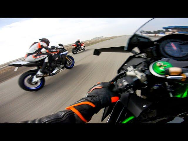 Ninja H2 makes R1M & V4R look SLOW AF! *Buttonwillow Racetrack* Session 2 #MaxyDaily