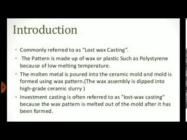Investment casting Process
