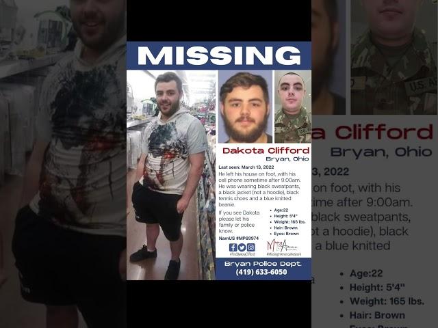 22 YEAR OLD DAKOTA CLIFFORD IS MISSING FROM BRYAN OHIO.  SHARE HIS FACE TO BRING HIM HOME!!!!