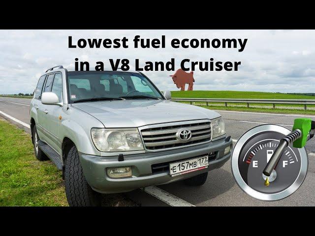 Lowest fuel economy in a gas powered V8 Toyota Land Cruiser 100