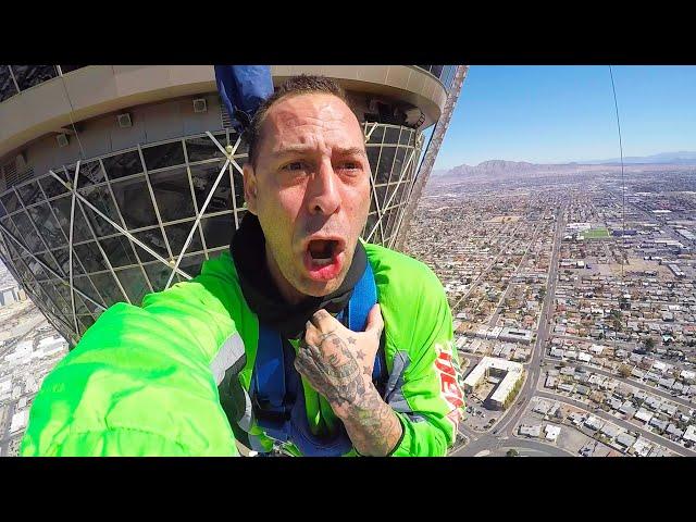 SKY JUMP AT THE STRAT LAS VEGAS - TERRIFYING!!! Travel Vlog