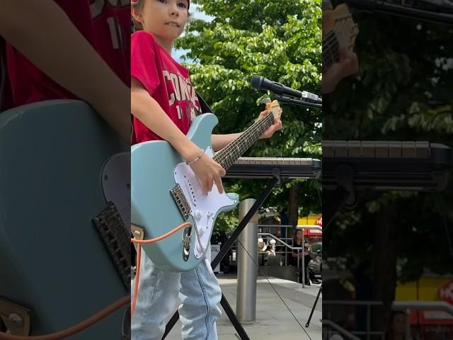 Kid guitarist, Leonardo Patrick, busks using the BeatBuddy #electricguitar #drummachine #jam