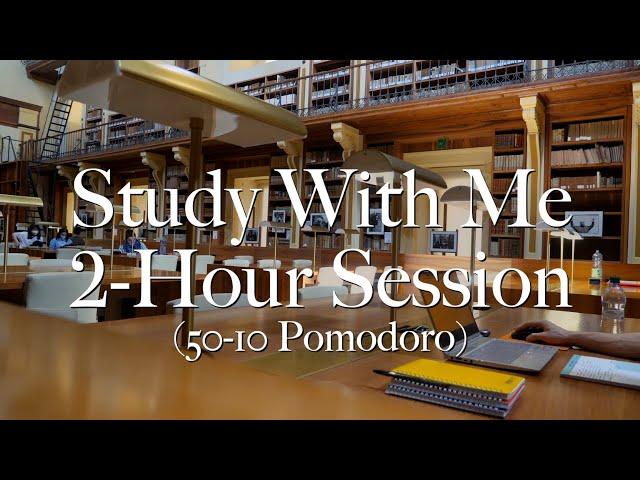 Study With Me: 2-Hour Library Session [Background Noise] - Study With Antonio, 50-10 Pomodoro