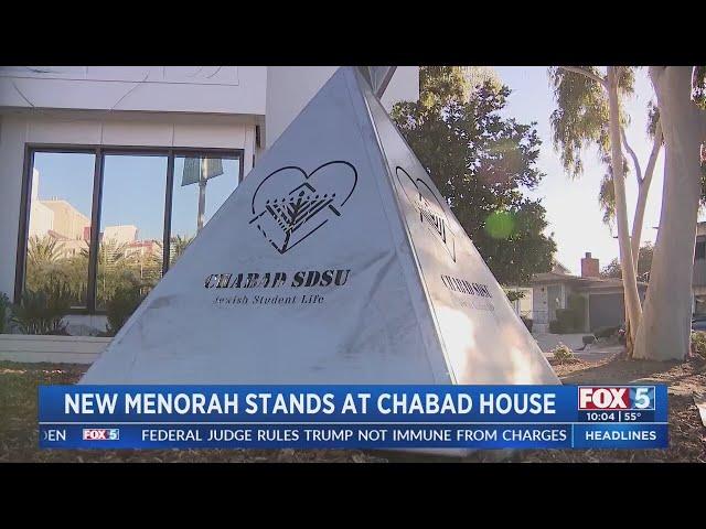 New Steel Menorah Shines Outside Chabad House Near SDSU After Several Vandalisms