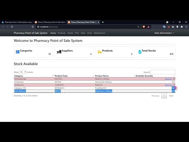 Pharmacy Point of Sale System using PHP and SQLite DEMO