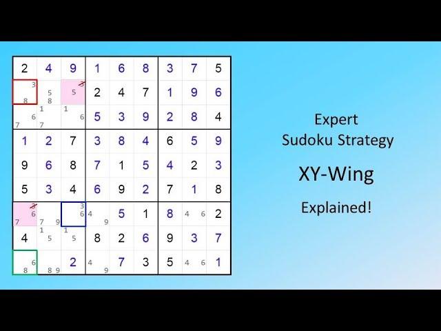 Expert Sudoku Strategy XY-Wing Explained