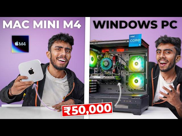 50,000/- RS MAC Mini M4 VS Windows PC! Hard Gaming & Editing Test *Shocking Result*