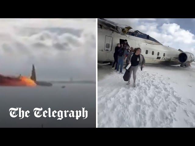 New footage of Delta plane flip at Toronto airport