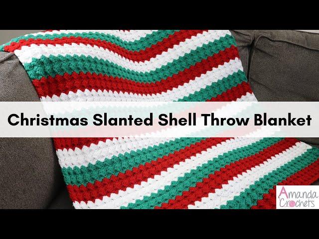 Christmas Slanted Shell Throw | Holiday Blanket | Easy Crochet Blanket Tutorial | #makeitpremier