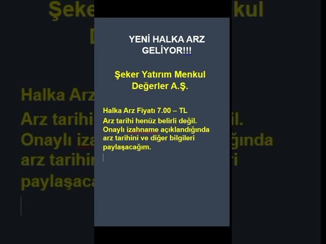 Şeker Yatırım Menkul Değerler A Ş  halka arz oluyor