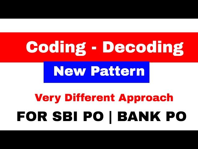 Coding Decoding New Pattern Reasoning Tricks For SBI PO | BANK PO