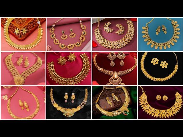 Latest Gold necklace set designs 2024 ||Light weight gold necklace designs ||Trendy necklace design