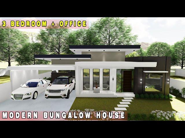 Project #23: 3 BEDROOM + OFFICE MODERN BUNGALOW HOUSE on 16x20m LOT | SMALL HOUSE DESIGN |