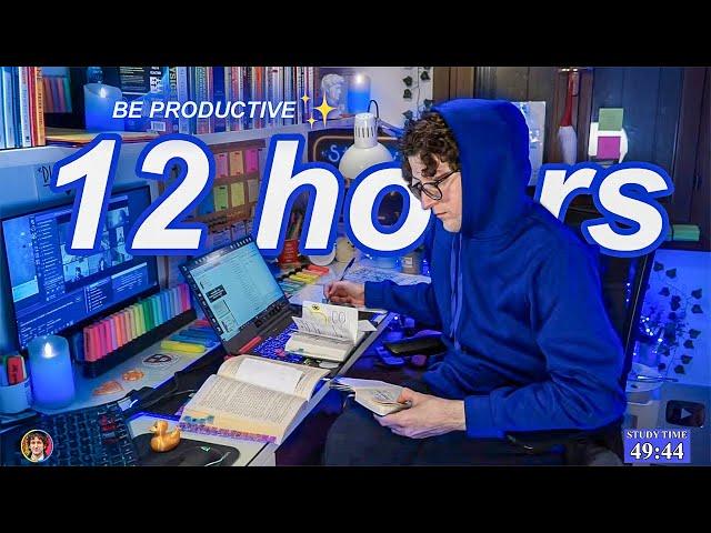 STUDY WITH ME LIVE | 12 HOURS  Harvard Alumnus, Chill Work With Me, Rain Sounds, Pomodoro Timer