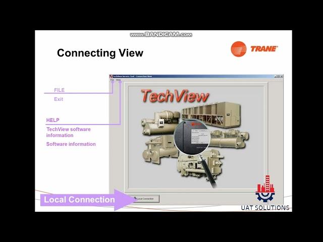 Trane Techview installation, full Training on how to connect to chiller with laptop  and Configure