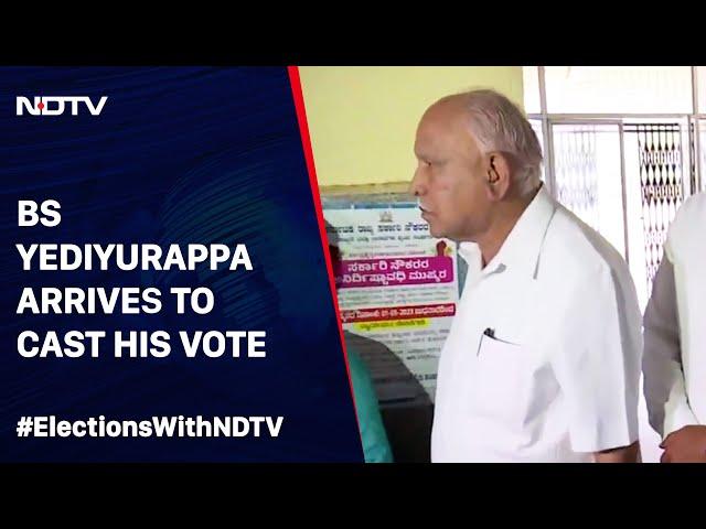 Karnataka Election 2023: BS Yediyurappa Arrives At A Polling Booth To Cast His Vote