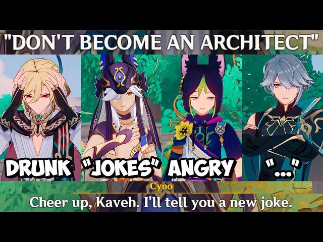 KAVEH DRUNK VOICE, Gathering with Alhaitham, Cyno & Tighnari Cutscene Genshin Impact