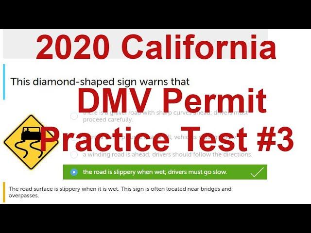 2020 California DMV Written Test # 3 - 2020 California DMV Permit Practice Test