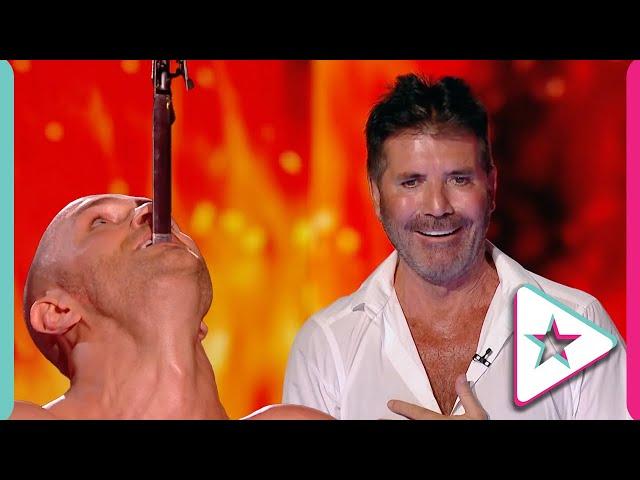 Simon Cowell Removes Sword From Contestants Mouth on BGT: The Champions!