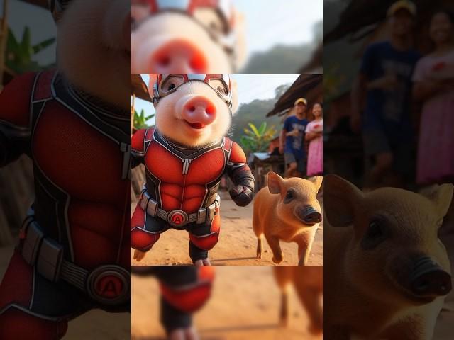 Superhero Ant-Piglet are finding poor people #shorts #short #cute #piglet #avengers #antman #hero