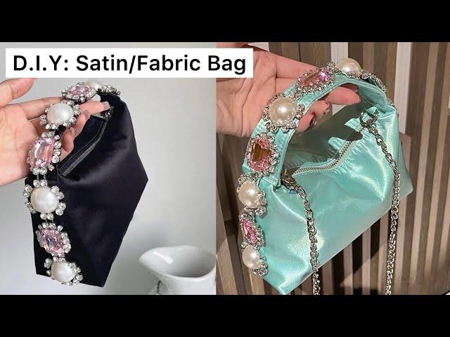 DIY: How to make this beautiful Fabric Bag/Satin Bag with Embellishment