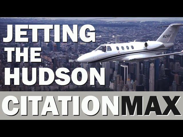 The New York City Skyline From a Jet - Flying Down the Hudson in a Citation M2