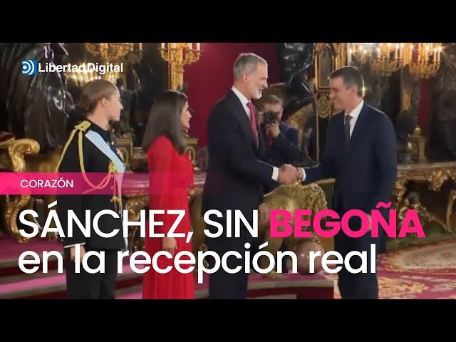 Sánchez aparece sin Begoña en en la recepción en el Palacio Real por el 12-O