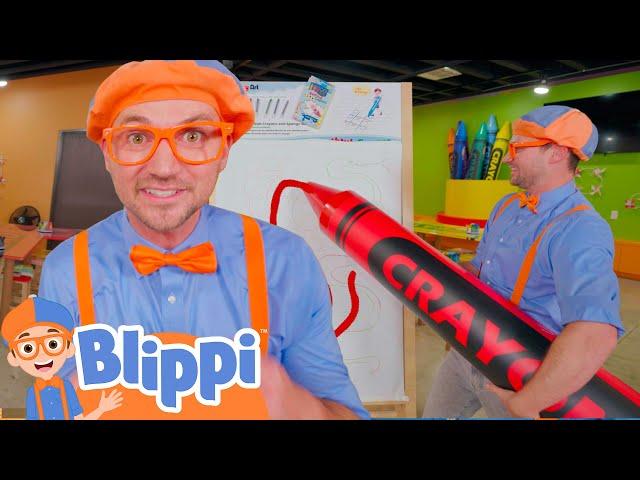 GIANT Crayon Art Fun Competition️| Learning Colors with Blippi & Meekah | Blippi Educational Videos