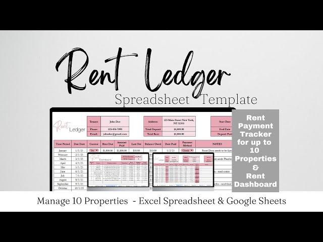 Rent Ledger Template Excel Spreadsheet, Rent Payment Tracker Google Sheets Rental Properties