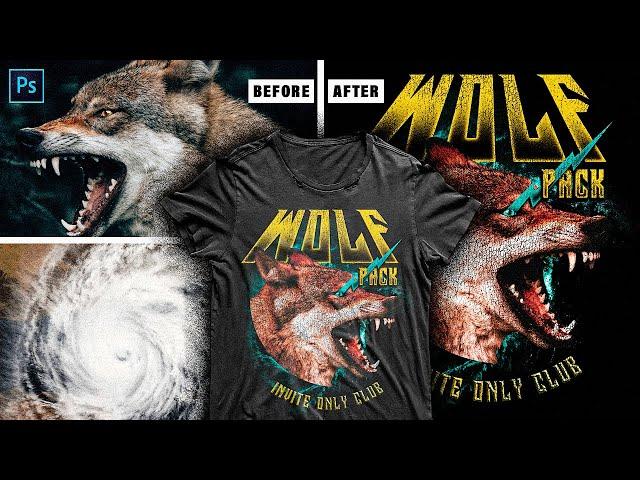 Vintage Wolf Pack Design In Photoshop (T-Shirt Design Series Ep.13)