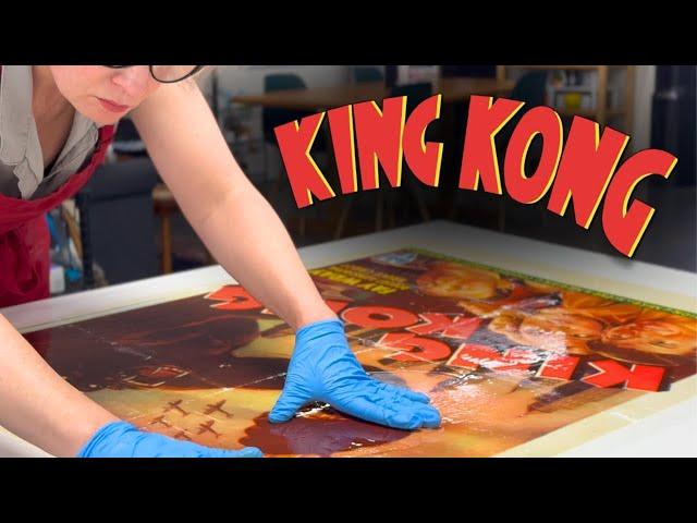 Cleaning a Vintage King Kong Movie Poster (1950s)