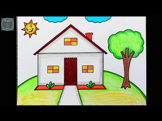 House drawing || Easy House Drawing for Kids || Sweet Home || How to Draw Easy Home