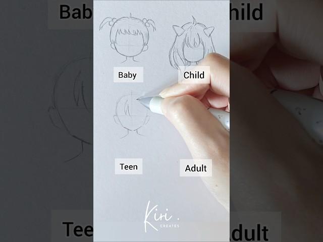 How to draw anime girl hair - baby vs child vs teen vs adult #howtodrawanime #draw #animetutorial