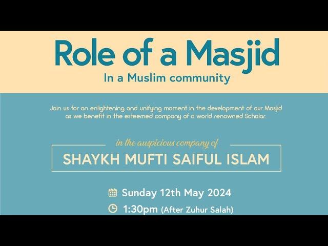 Role of a masjid in a Muslim society