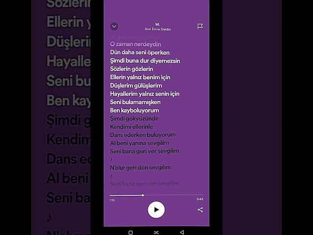 M. - Anıl Emre Daldal -spotfy -Lyrcs-  Türkish Songs