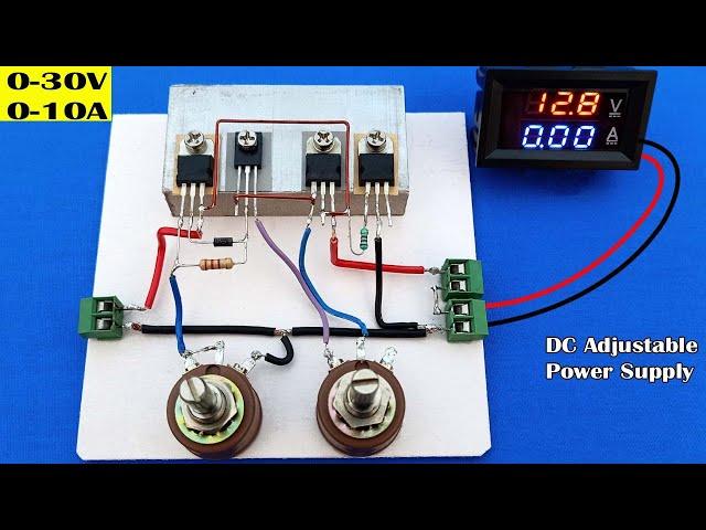 DIY Simple 0-30V 0-10A DC  Variable Power Supply // Voltage and Current Adjustable