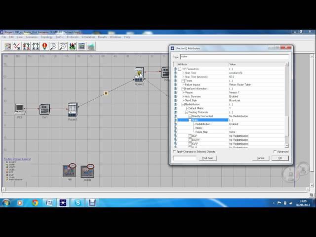 OPNET IT Guru RIPv1 Route Redistribution