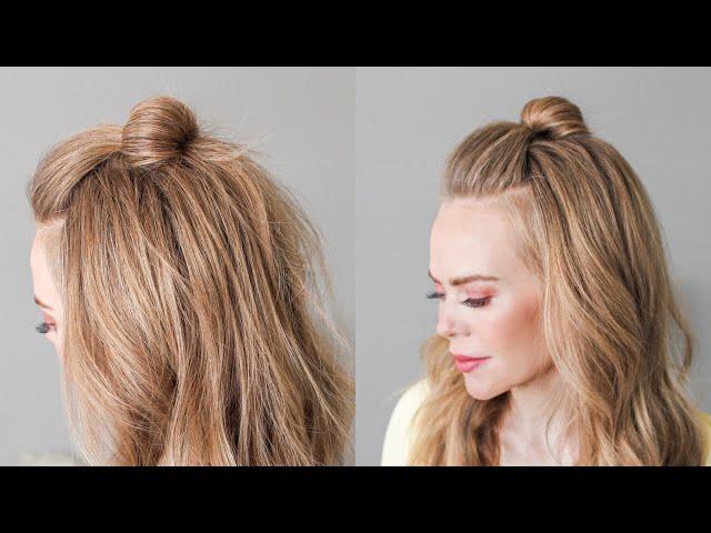 EASY HALFUP MINI BUN | Easy Hairstyles for Medium Long Hair