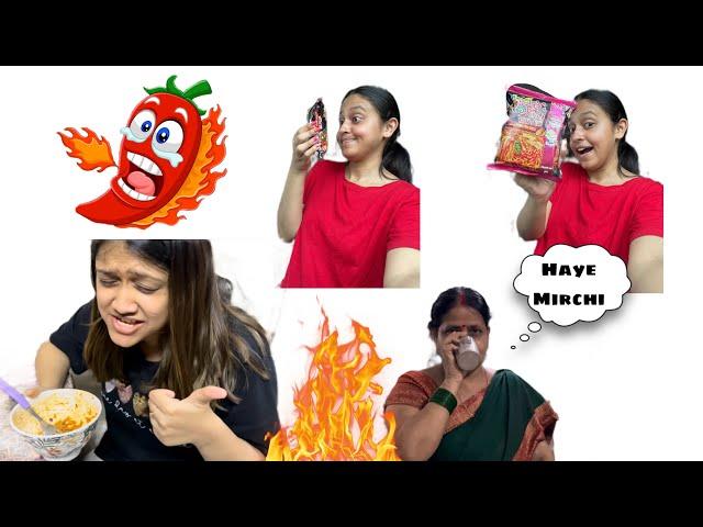 Family reaction on korean spicy ️ noodles  halat kharab hogya #vlog #subscribe #trending