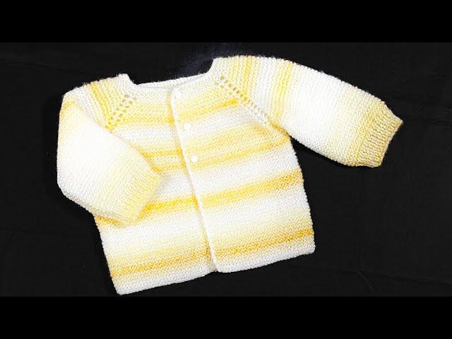 Basic knit baby cardigan sweater, knit baby coat or jacket BEGINNER FRIENDLY 9-12M + more sizes