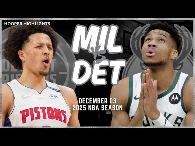 Milwaukee Bucks vs Detroit Pistons Full Game Highlights | Dec 3 | 2025 NBA Season