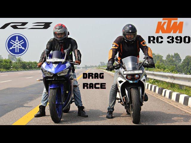 KTM RC390 vs Yamaha R3 Drag Race