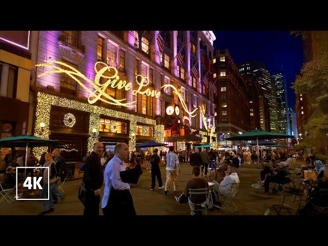 NEW YORK Christmas Vibes  Night Walk in Manhattan, Walking Tour 4K