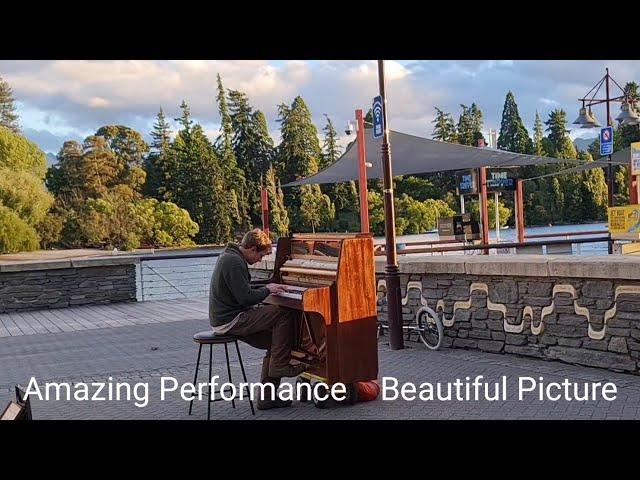 Young man plays piano in street, people were shocked in Queenstown. Beautiful picture!