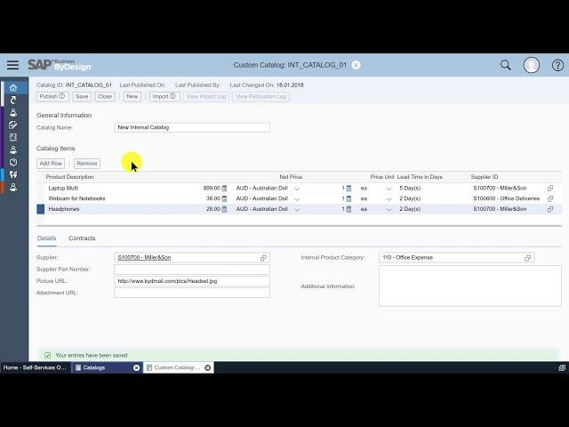 SAP Business ByDesign Product Catalog Management