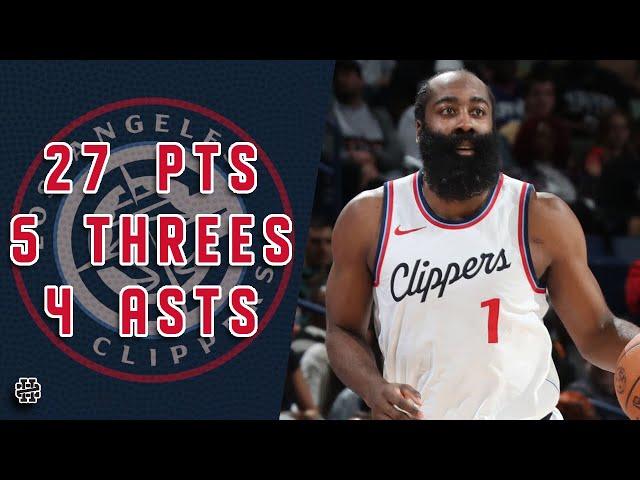 James Harden 27 pts 5 threes 4 asts vs Pelicans 24/25 season