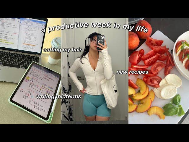 STUDY VLOG | busy exam week in my life | cutting my hair, what im reading & new skincare (prime day)