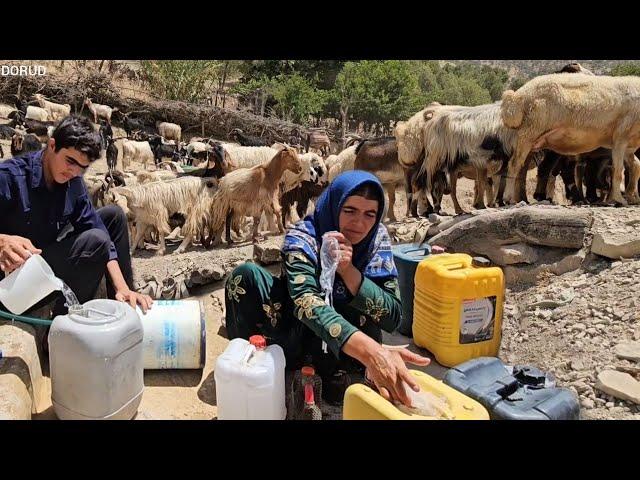 Akrame Continues Plastering with Her Kids | A Visit to the Spring for Water